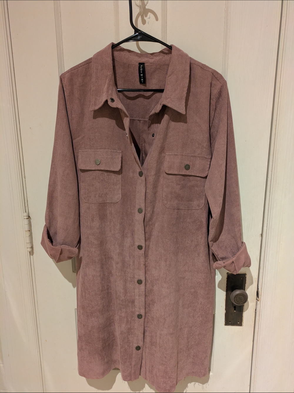 Dusty Rose Button-Front Shirt Dress